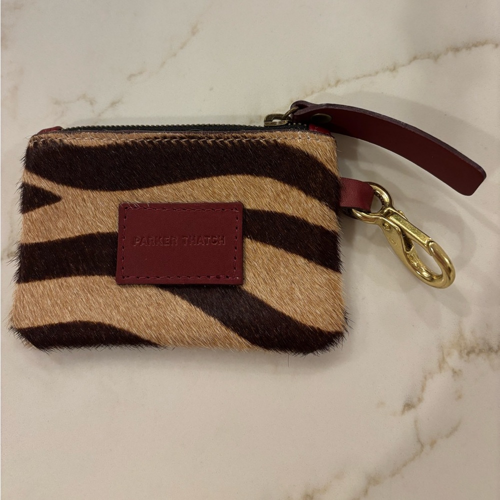 Parker Thatch Zebra Print Card Holder with Red Accents
